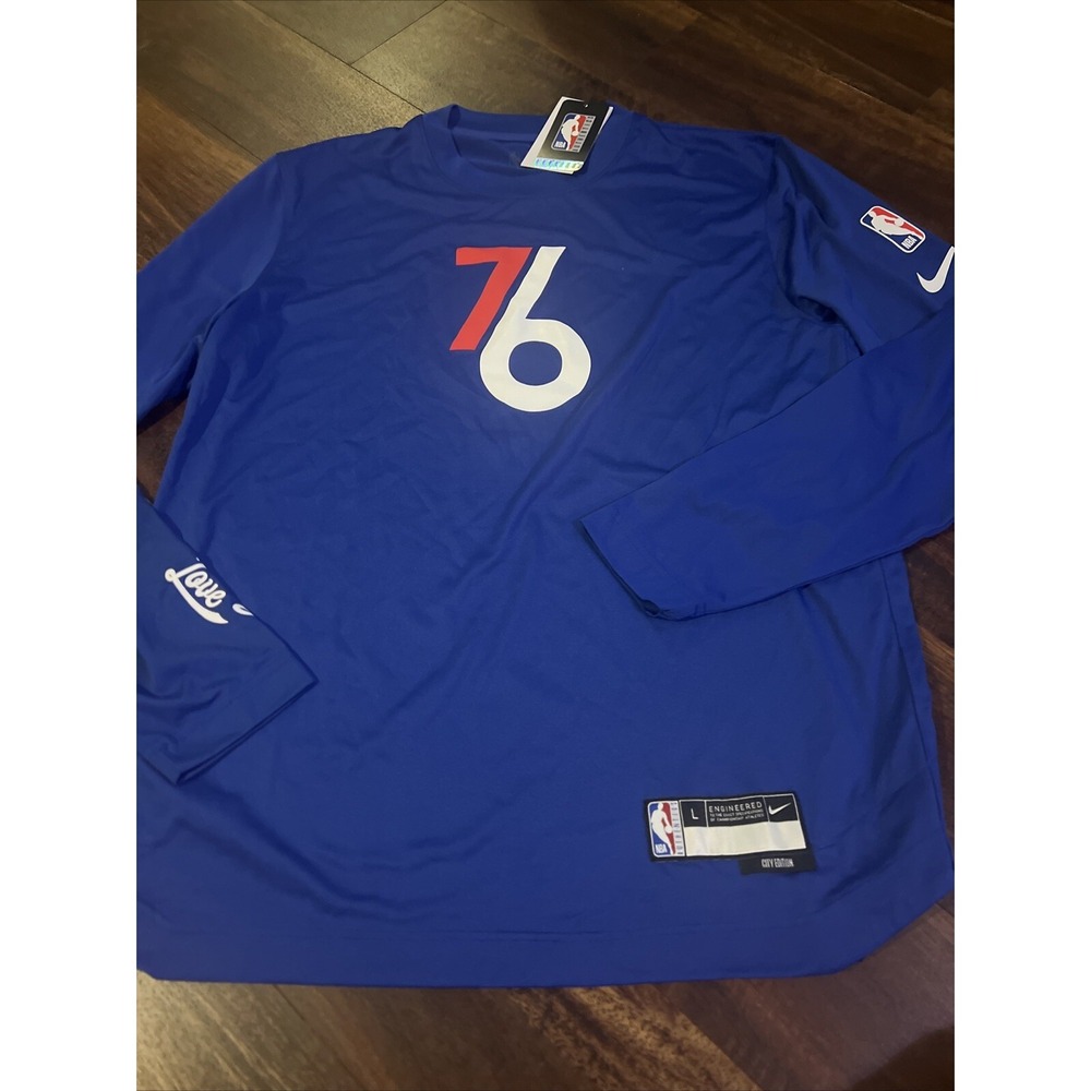 New Nike Mens Philadelphia 76ers NBA Shooting Warmup Shirt Size Large - Picture 2 of 7